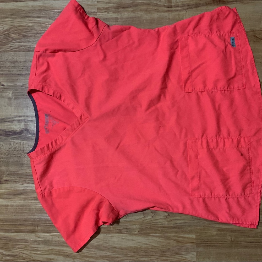 Bright Coral Grey’s Anatomy Scrub Top